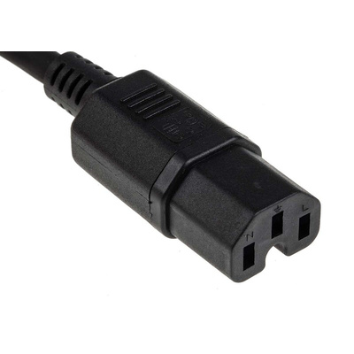 RS PRO IEC C15 Socket to CEE 7/7 Plug Power Cord, 2m