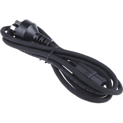 RS PRO IEC C15 Socket to Type I Australian Plug Power Cord, 2m