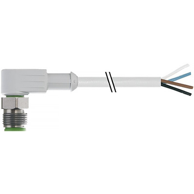 RS PRO Right Angle Male 8 way M12 to Unterminated Sensor Actuator Cable, 2m