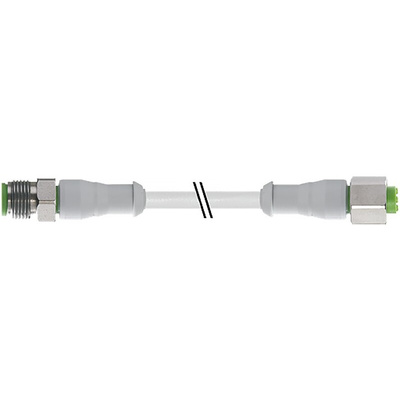 RS PRO Straight Female 3 way M12 to Straight Male 3 way M12 Sensor Actuator Cable, 2m