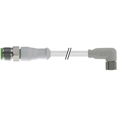 RS PRO Right Angle Female 4 way M8 to Straight Male 4 way M12 Sensor Actuator Cable, 2m