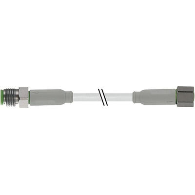 RS PRO Straight Female 3 way M8 to Straight Male 3 way M8 Sensor Actuator Cable, 5m