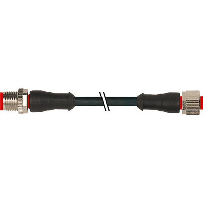 RS PRO Straight Male 4 way M12 to Straight Female 4 way M12 Sensor Actuator Cable, 5m