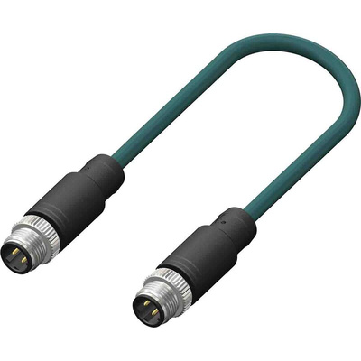 RS PRO Straight Male 4 way M12 to Male 4 way M12 Sensor Actuator Cable, 2m