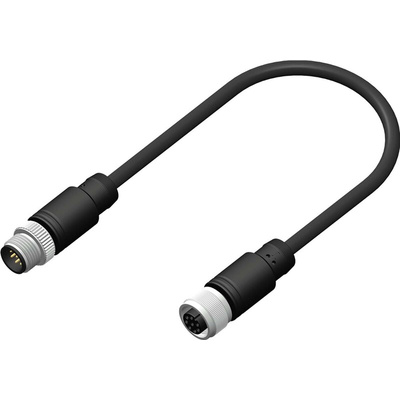 RS PRO Straight Female 8 way M12 to Straight Male 8 way M12 Sensor Actuator Cable, 5m