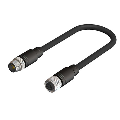 RS PRO Straight Female 4 way M12 to Straight Male 4 way M12 Sensor Actuator Cable, 5m