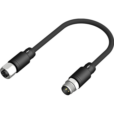 RS PRO Straight Female 4 way M12 to Straight Male 4 way M12 Sensor Actuator Cable, 5m