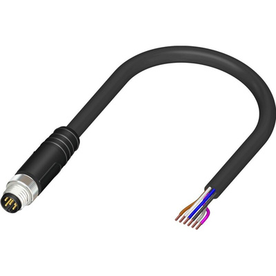 RS PRO Straight Male 6 way M8 to Unterminated Sensor Actuator Cable, 5m