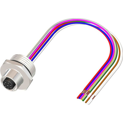 RS PRO Straight Female 8 way M12 to Unterminated Sensor Actuator Cable, 500mm