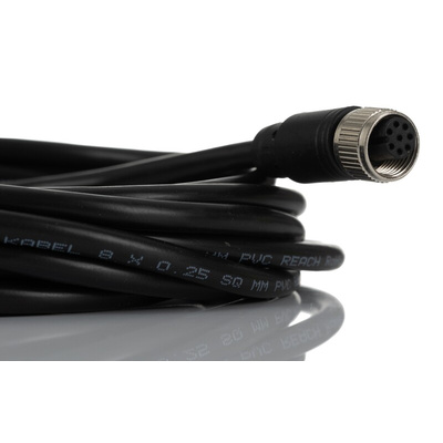RS PRO Straight Female M12 to Straight Male M12 Sensor Actuator Cable, 5m