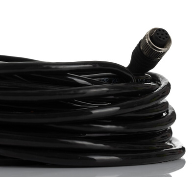 RS PRO Straight Female M12 to Straight Male M12 Sensor Actuator Cable, 10m
