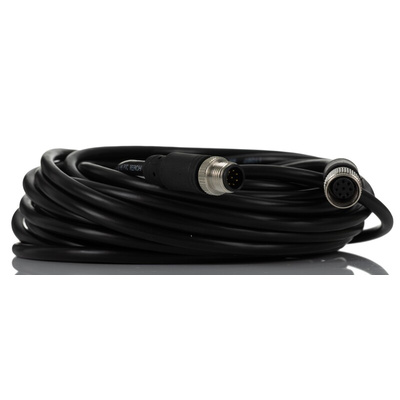 RS PRO Straight Female M12 to Straight Male M12 Sensor Actuator Cable, 10m