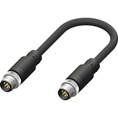 RS PRO Straight Male M12 to Straight Male M12 Sensor Actuator Cable, 2m