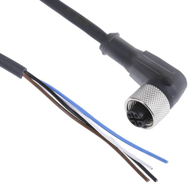 Telemecanique Sensors Right Angle Female 4 way M12 to Unterminated Sensor Actuator Cable, 2m