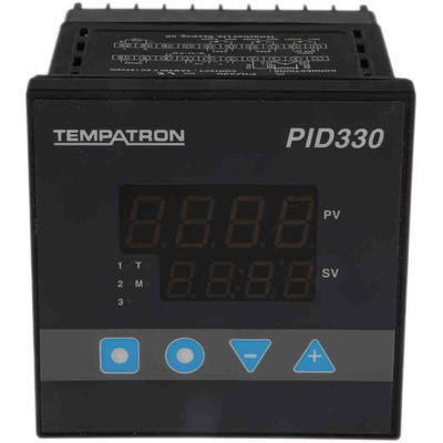 Tempatron PID330 PID Temperature Controller, 96 x 96 (1/4 DIN)mm, 2 Output Relay, 85 → 270 V ac Supply Voltage