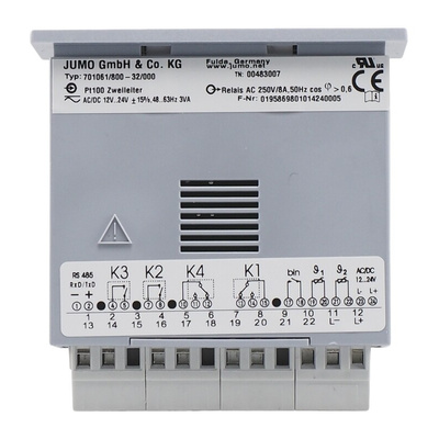 Jumo eTRON M100 Panel Mount On/Off Temperature Controller, 76 x 36mm, 4 Output 3 Relay, 12 → 24 V ac/dc Supply