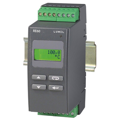 Lumel RE60 DIN Rail PID Temperature Controller, 45 x 120mm 1 Input, 3 Output Alarm, Relay, 230 V ac Supply Voltage
