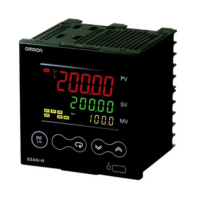 Omron E5AN Panel Mount PID Temperature Controller, 96 x 96mm 2 Input, 2 Output Linear, Relay, 26.4 V ac Supply Voltage