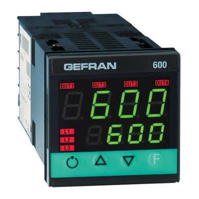 Gefran 600 Panel Mount Controller, 48 x 48 (1/16 DIN)mm 1 Input, 3 Output Electromechanical Relay, Solid State Relay,