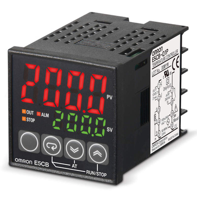 Omron E5CB DIN Rail Controller, 48 x 48mm 2 dedicated Input, 3 dedicated Output Relay, SSR, 24 V Supply Voltage ON/OFF,