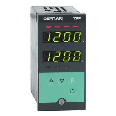 Gefran 1200 PID Temperature Controller, 96 x 48 (1/8 DIN)mm, 3 Output Relay, 100 V ac, 240 V ac Supply Voltage ON/OFF