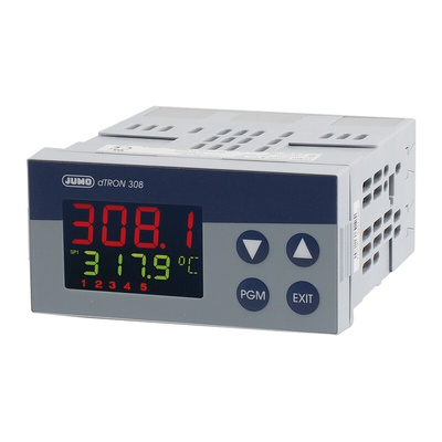 Jumo dTRON PID Temperature Controller, 96 x 48 (1/8 DIN)mm, 5 Output Analogue, 110 → 240 V ac Supply Voltage