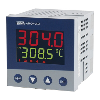 Jumo dTRON PID Temperature Controller, 96 x 96 (1/4 DIN)mm, 5 Output Analogue, 110 → 240 V ac Supply Voltage
