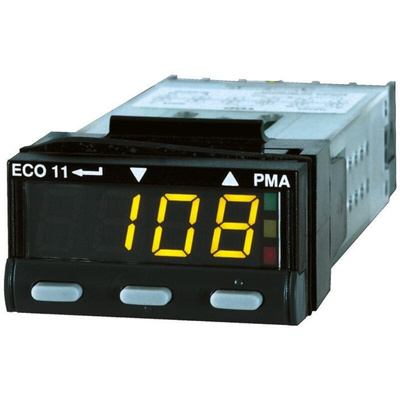 P.M.A ECO 11 PID Temperature Controller, 48 x 24 (1/32 DIN)mm, 2 Output Relay, SSR, 90 → 264 V ac Supply Voltage