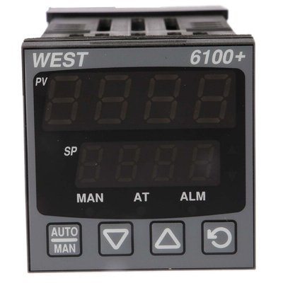 West Instruments P6100 PID Temperature Controller, 48 x 48 (1/16 DIN)mm, 1 Output SSR, 100 V ac, 240 V ac Supply