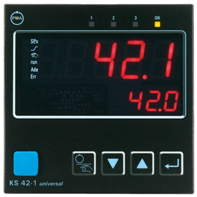 P.M.A KS42 PID Temperature Controller, 96 x 96 (1/4 DIN)mm, 3 Output Relay, 90 → 250 V ac Supply Voltage ON/OFF