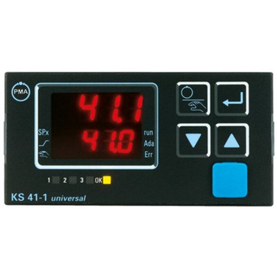 P.M.A KS41 Panel Mount PID Temperature Controller, 96 x 48 (1/8 DIN)mm, 2 Output Relay, 90 → 250 V ac Supply
