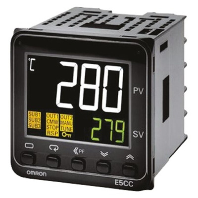 Omron E5CC PID Temperature Controller, 48 x 48mm, 1 Output Linear, 24 V ac/dc Supply Voltage