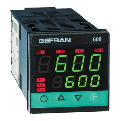 Gefran 600 PID Temperature Controller, 48 x 48 (1/16 DIN)mm, 2 Output Logic, Relay, 100 → 240 V ac Supply Voltage