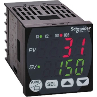 Schneider Electric REG48 PID Temperature Controller, 48 x 48mm, 2 Output Analogue, SSR, 24 V ac/dc Supply Voltage