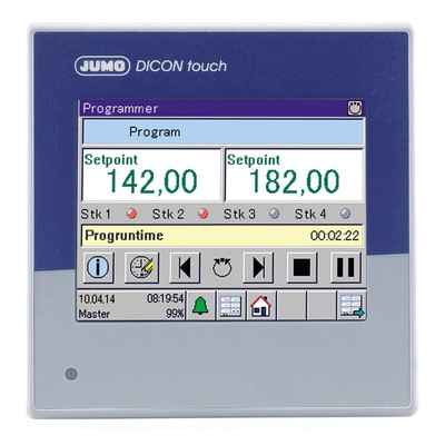 Jumo DICON Touch PID Temperature Controller, 96 x 96mm, 2 Output Relay, 110 → 240 V ac Supply Voltage