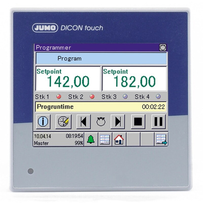 Jumo DICON Touch PID Temperature Controller, 96 x 96mm, 2 Output Relay, 20 → 30 V ac/dc Supply Voltage