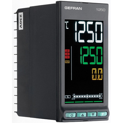Gefran 1250 PID Temperature Controller, 48 x 96mm, 3 Output Relay, 20 → 27 V ac/dc Supply Voltage