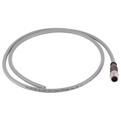HARTING Straight Male 12 way M12 to Unterminated Sensor Actuator Cable, 2m