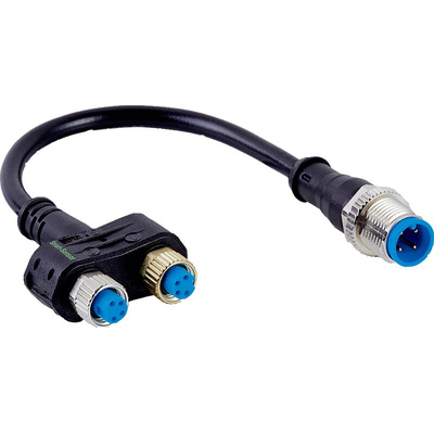 Sick Straight Female 4 way M8 x 2 to Straight Male 4 way M12 Sensor Actuator Cable, 100mm