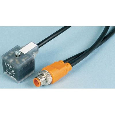 Lumberg Automation Right Angle Female 4 way DIN 43650 Form A to Straight Male 5 way M12 Sensor Actuator Cable, 1m