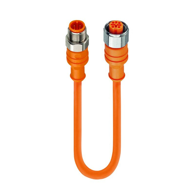 Lumberg Automation Straight Female 4 way M12 to Straight Male 4 way M12 Sensor Actuator Cable, 2m