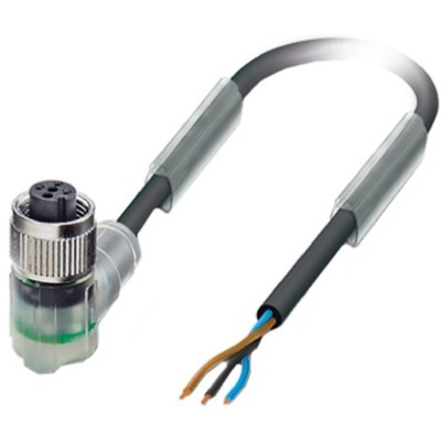 Phoenix Contact Right Angle Female 3 way M12 to Sensor Actuator Cable, 1.5m