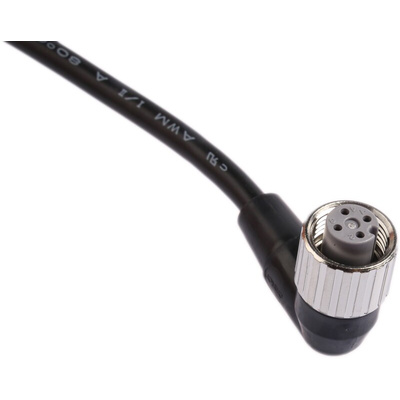 Omron Right Angle Female 4 way M12 to Unterminated Sensor Actuator Cable, 2m