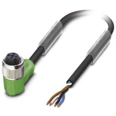 Phoenix Contact Right Angle Female 4 way M12 to Unterminated Sensor Actuator Cable, 10m