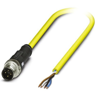 Phoenix Contact Straight Male 4 way M12 to Unterminated Sensor Actuator Cable, 2m