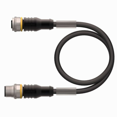 Turck Straight Female 8 way M12 to Straight Male 8 way M12 Sensor Actuator Cable, 2m