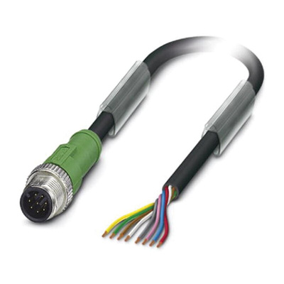 Phoenix Contact Male 8 way M12 to Unterminated Sensor Actuator Cable, 3m