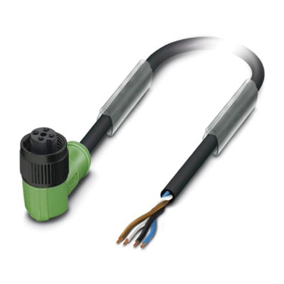 Phoenix Contact Right Angle Female 4 way M12 to Sensor Actuator Cable, 5m