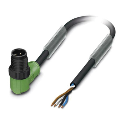 Phoenix Contact Right Angle Male 4 way M12 to Sensor Actuator Cable, 5m