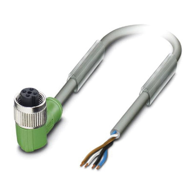 Phoenix Contact Right Angle Female 4 way M12 to Sensor Actuator Cable, 10m